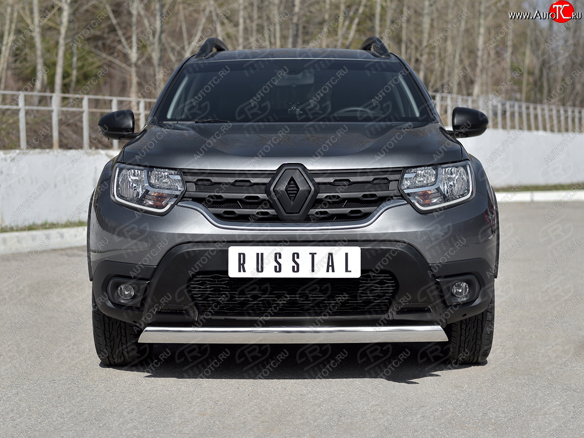 14 599 р. Защита переднего бампера (Ø75х42 мм, нержавейка) Russtal Renault Duster HM рестайлинг (2021-2024)  с доставкой в г. Кемерово