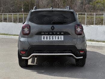 Защита заднего бампера (Ø42 мм, волна, нержавейка) SLITKOFF Renault Duster  HM (2021-2024) рестайлинг