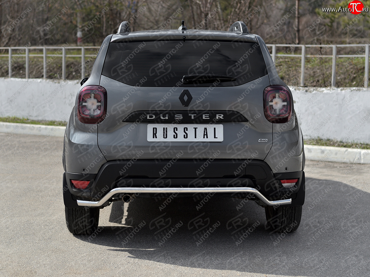 12 299 р. Защита заднего бампера (Ø42 мм, волна, нержавейка) SLITKOFF Renault Duster HM рестайлинг (2021-2024)  с доставкой в г. Кемерово