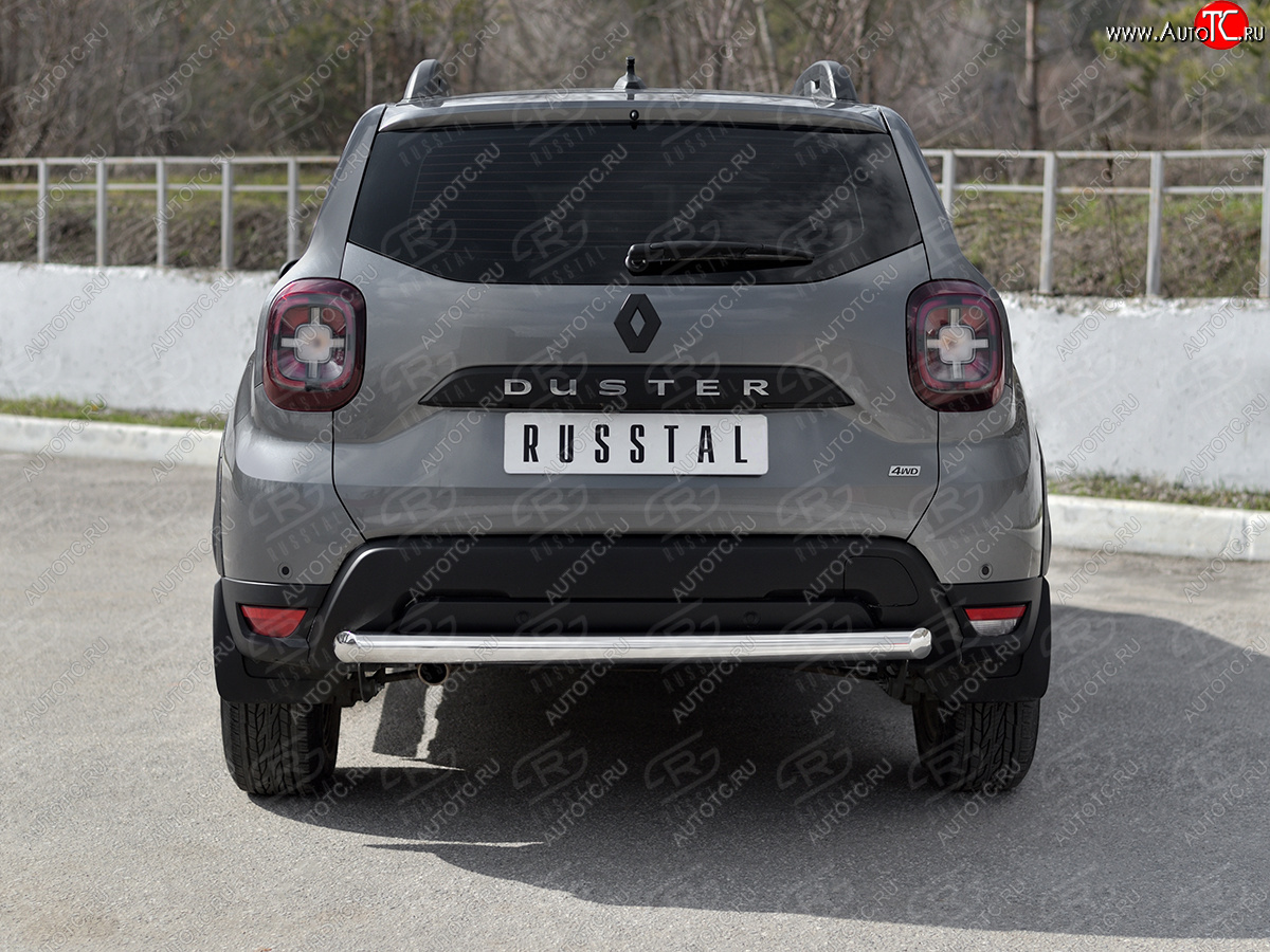 12 849 р. Защита заднего бампера (Ø63 мм) SLITKOFF  Renault Duster  HM (2021-2024) рестайлинг (полированная нержавейка)  с доставкой в г. Кемерово