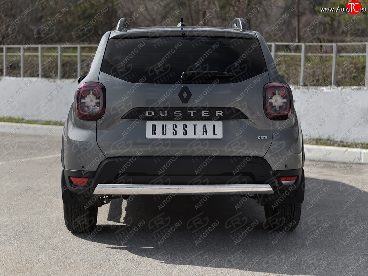9 349 р. Защита заднего бампера (Ø75х42 мм, нержавейка) Russtal Renault Duster HM рестайлинг (2021-2024)  с доставкой в г. Кемерово