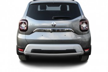 Защита заднего бампера Slitkoff (Ø57 мм) Renault Duster  HM (2021-2024) рестайлинг (Сталь окрашенная, цвет серебристый)