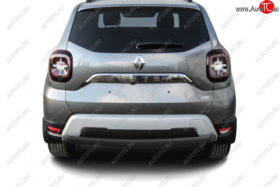 7 499 р. Защита заднего бампера Slitkoff (Ø57 мм)  Renault Duster  HM (2021-2024) рестайлинг (Сталь окрашенная, цвет черный)  с доставкой в г. Кемерово