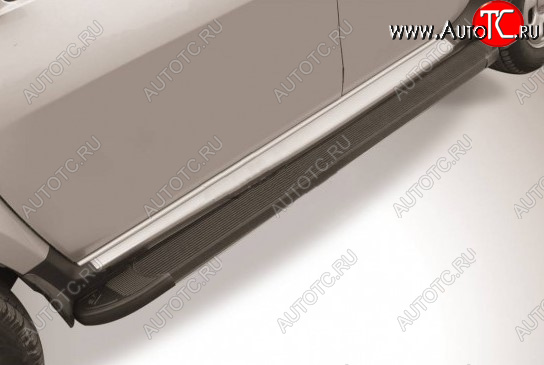 13 349 р. Пороги алюминиевые Slitkoff  Renault Duster ( HS,  HM) (2010-2024) дорестайлинг, рестайлинг (Optima Black )  с доставкой в г. Кемерово