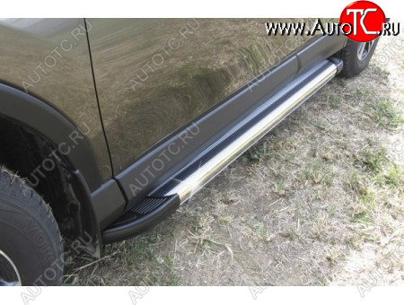 10 699 р. Пороги алюминиевые Slitkoff  Renault Duster ( HS,  HM) (2010-2024) дорестайлинг, рестайлинг (Luxe Silver)  с доставкой в г. Кемерово