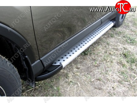 17 399 р. Пороги алюминиевые Slitkoff  Renault Duster ( HS,  HM) (2010-2024) дорестайлинг, рестайлинг (Standart Silver)  с доставкой в г. Кемерово