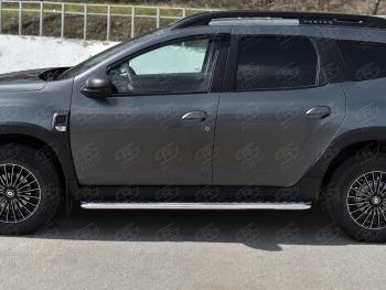 13 099 р. Порожки для ног Russtal (Ø42 мм) Renault Duster HM рестайлинг (2021-2024) (лист - алюминий, профиль - нержавейка)  с доставкой в г. Кемерово. Увеличить фотографию 3