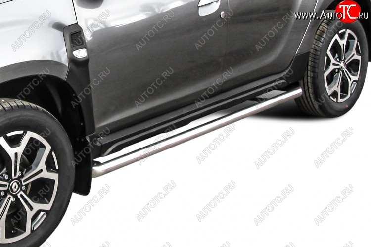 13 849 р. Защита порогов Slitkoff (Ø57 мм)  Renault Duster  HM (2021-2024) рестайлинг (Полированная нержавейка)  с доставкой в г. Кемерово