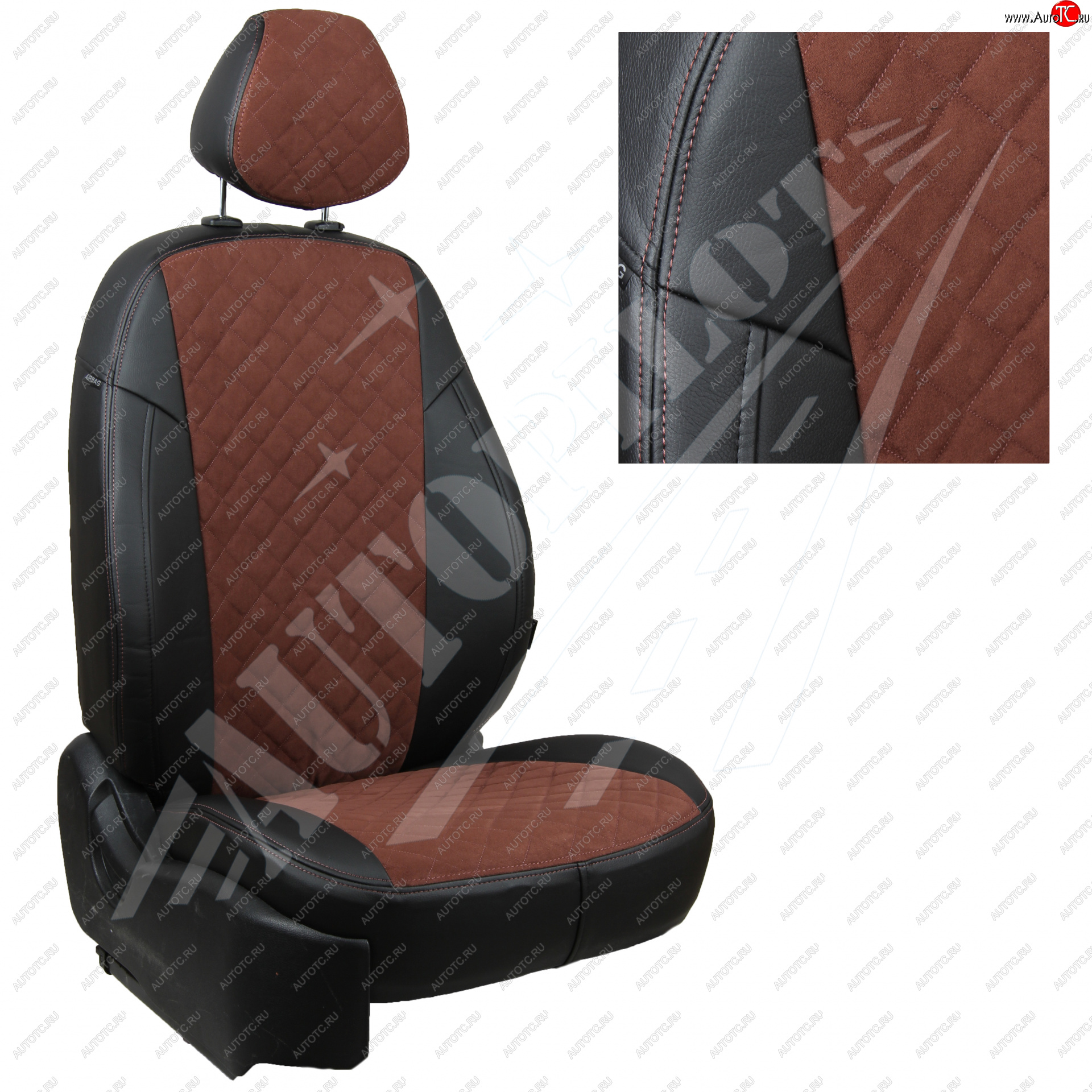 14 249 р. Чехлы сидений AUTOPILOT Алькантара Ромб (задняя спинка 40/60)  Renault Duster  HM (2021-2024) рестайлинг (Черный + Шоколад)  с доставкой в г. Кемерово