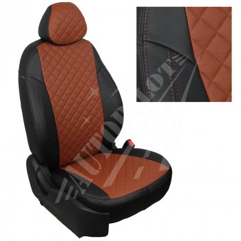 Чехлы сидений AUTOPILOT Экокожа Ромб (40/60, 2 П- и 3 Г-образных подголовника) Renault Duster  HM (2021-2024) рестайлинг (Черный + Коричневый)
