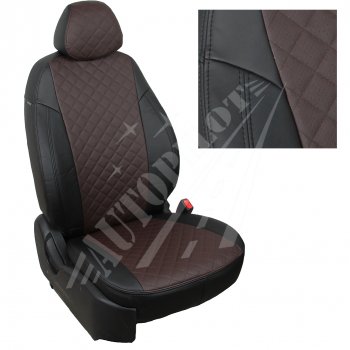 Чехлы сидений AUTOPILOT Экокожа Ромб (40/60, 2 П- и 3 Г-образных подголовника) Renault Duster  HM (2021-2024) рестайлинг (Черный + Шоколад)