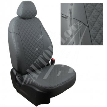 Чехлы сидений AUTOPILOT Экокожа Ромб (40/60, 2 П- и 3 Г-образных подголовника) Renault Duster  HM (2021-2024) рестайлинг (Серый + Серый)