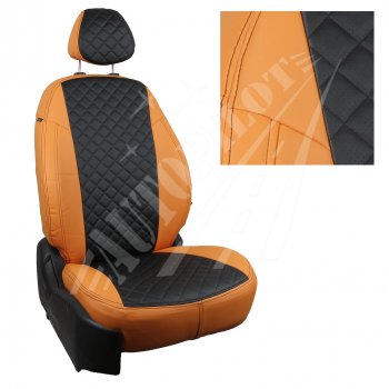 Чехлы сидений AUTOPILOT Экокожа Ромб (40/60, 2 П- и 3 Г-образных подголовника) Renault Duster  HM (2021-2024) рестайлинг (Оранжевый + Черный)