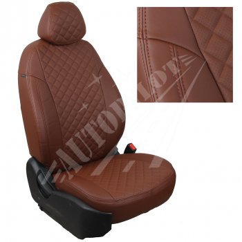 Чехлы сидений AUTOPILOT Экокожа Ромб (40/60, 2 П- и 3 Г-образных подголовника) Renault Duster  HM (2021-2024) рестайлинг (Темно коричневый + Темно коричневый)
