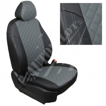 Чехлы сидений AUTOPILOT Экокожа Ромб (40/60, 2 П- и 3 Г-образных подголовника) Renault Duster  HM (2021-2024) рестайлинг (Черный + Серый)