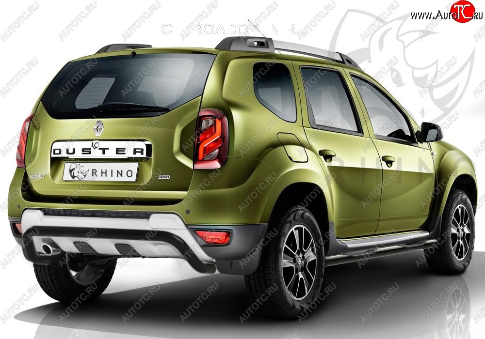 24 549 р. Пороги труба d76 с накладкой ч. сталь SLITKOFF. (v3)  Renault Duster  HS (2015-2021) рестайлинг  с доставкой в г. Кемерово