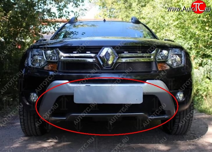 1 469 р. Нижняя защитная сетка на бампер Russtal (черная) Renault Duster HS рестайлинг (2015-2021)  с доставкой в г. Кемерово