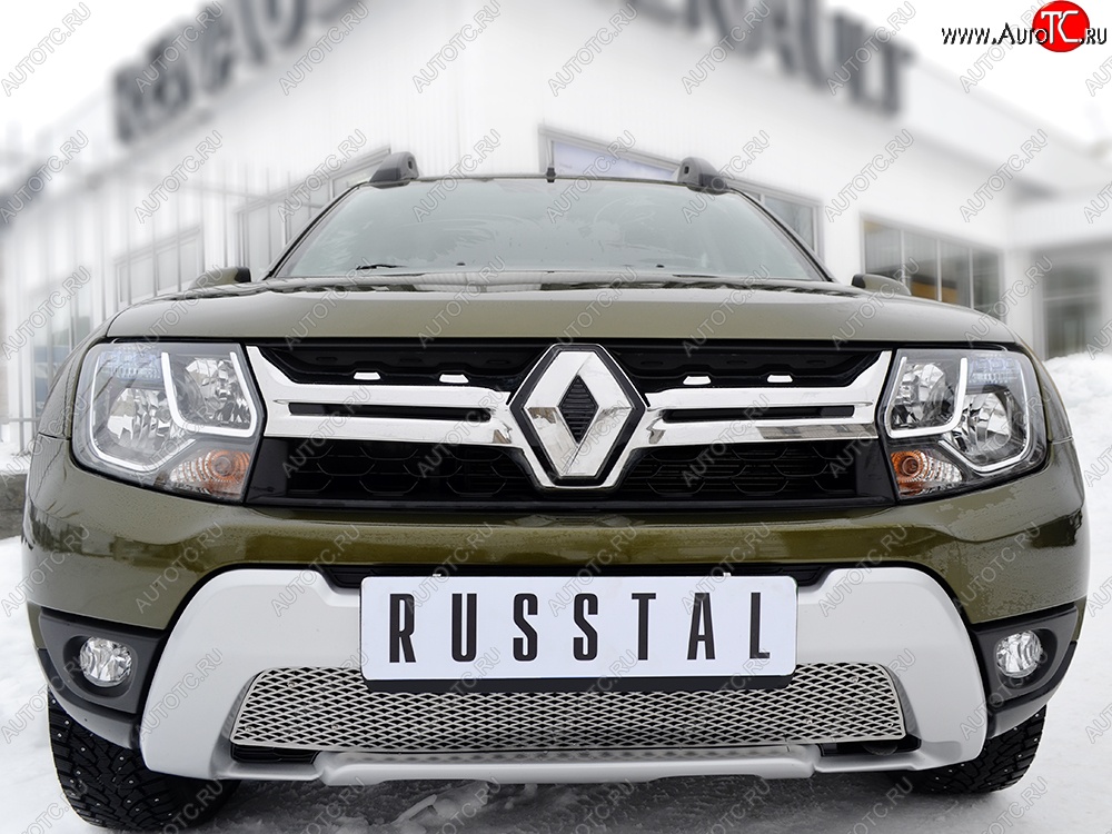 5 999 р. Защитная решётка в воздуховод бампера Russtal (нержавейка) Renault Duster HS рестайлинг (2015-2021)  с доставкой в г. Кемерово