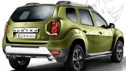 Защита порогов из круглой трубы диаметром 63 мм SLITKOFF Renault Duster HS рестайлинг (2015-2021) (Сталь с полимерным покрытием. Цвет: чёрный )