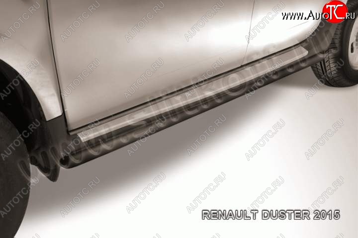 10 599 р. Защита порогов Slitkoff Renault Duster HS рестайлинг (2015-2021) (Цвет: серебристый)  с доставкой в г. Кемерово