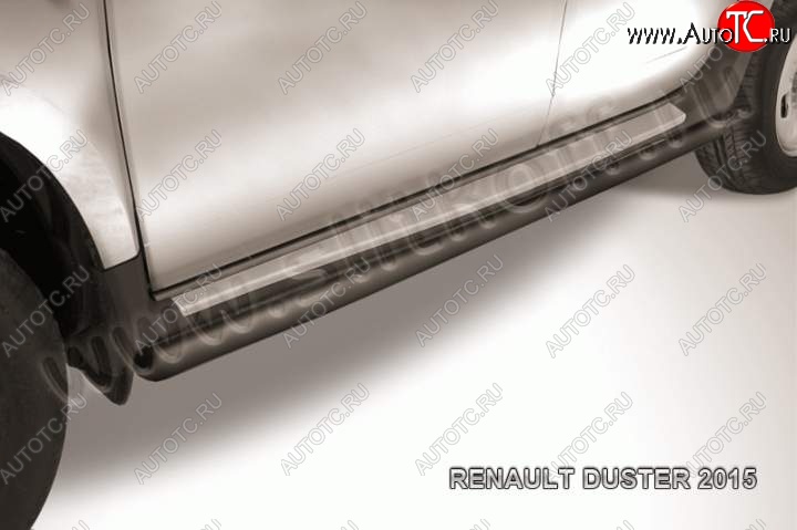11 599 р. Защита порогов Slitkoff Renault Duster HS рестайлинг (2015-2021) (Цвет: серебристый)  с доставкой в г. Кемерово