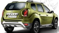 Защита заднего бампера (Ø63 мм волна под машину, нержавейка) SLITKOFF Renault Duster HS рестайлинг (2015-2021)