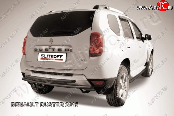 6 349 р. Защита задняя Slitkoff Renault Duster HS рестайлинг (2015-2021) (Цвет: серебристый)  с доставкой в г. Кемерово