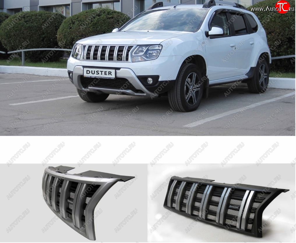 7 099 р. Решетка радиатора Next Renault Duster HS дорестайлинг (2010-2015) (цвет: Серебро с черным матовым)  с доставкой в г. Кемерово