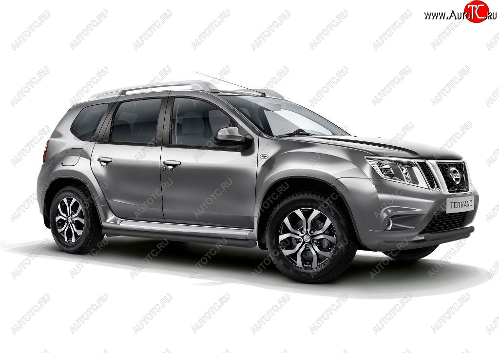 7 249 р. Защита порогов вогнутая из трубы Ø63 Petroil Tuning  Nissan Terrano  D10 (2013-2022), Renault Duster  HS (2010-2021) (шагрень ППК)  с доставкой в г. Кемерово