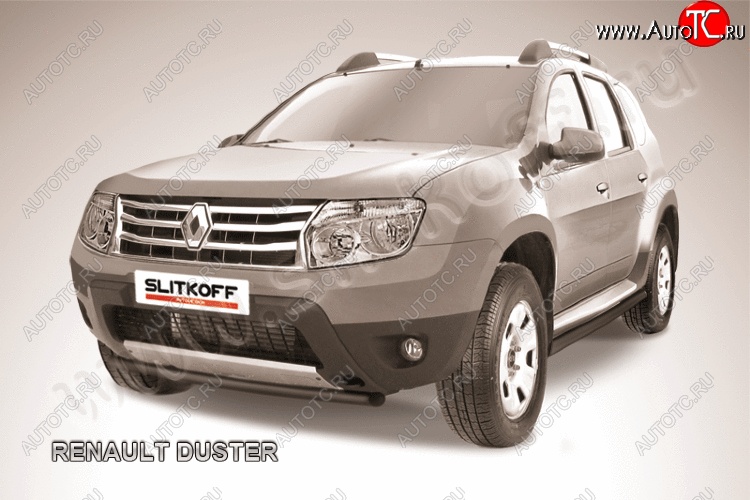 6 849 р. Защита переднего бампер Slitkoff  Renault Duster  HS (2010-2015) дорестайлинг (Цвет: серебристый)  с доставкой в г. Кемерово