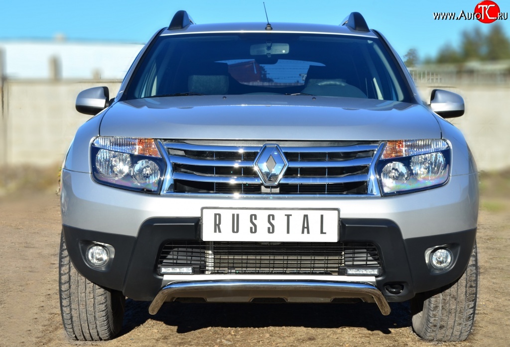 13 399 р. Защита переднего бампера (Ø42 мм, нержавейка, 4х4) SLITKOFF  Renault Duster  HS (2010-2015) дорестайлинг  с доставкой в г. Кемерово