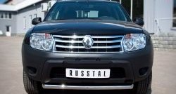 Одинарная укороченная защита переднего бампера диаметром 63 мм (4x2) SLITKOFF Renault Duster  HS (2010-2015) дорестайлинг