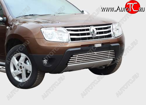 2 519 р. Декоративный элемент воздухозаборника Souz96 Renault Duster HS дорестайлинг (2010-2015) (черные загл. d10, для машин с ходовыми огнями)  с доставкой в г. Кемерово