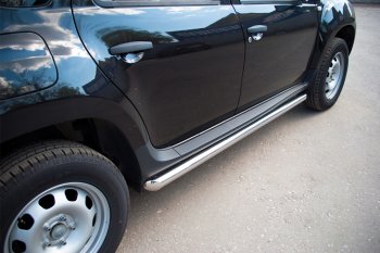 Защита порогов SLITKOFF труба d63 Renault Duster  HS (2010-2015) дорестайлинг