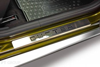 2 499 р. Пороги накладки в проем дверей Petroil Tuning  Renault Duster  HS (2010-2021) дорестайлинг, рестайлинг (Нержавейка)  с доставкой в г. Кемерово. Увеличить фотографию 3