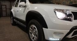3 299 р. Накладки на боковые части переднего бампера с LED ДХО Drive  Renault Duster  HS (2010-2015) дорестайлинг (Неокрашенная)  с доставкой в г. Кемерово. Увеличить фотографию 2