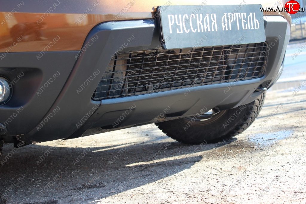 6 449 р. Накладка на передний бампер RA (усиленная) Renault Duster HS дорестайлинг (2010-2015) (Поверхность шагрень (серый металлик))  с доставкой в г. Кемерово