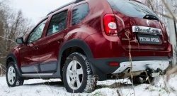 4 999 р. Накладка на задний бампер RA Renault Duster HS дорестайлинг (2010-2015) (Поверхность шагрень (серый металлик))  с доставкой в г. Кемерово. Увеличить фотографию 2