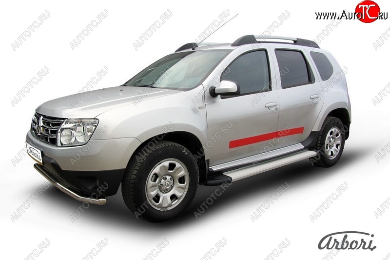 20 549 р. Порожки для ног Arbori Optima Silver  Renault Duster  HS (2010-2015) дорестайлинг  с доставкой в г. Кемерово