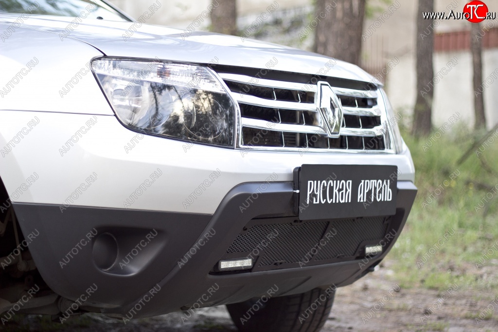 2 249 р. Защитная сетка решетки переднего бампера (с дхо без обвеса) РА Renault Duster HS дорестайлинг (2010-2015)  с доставкой в г. Кемерово