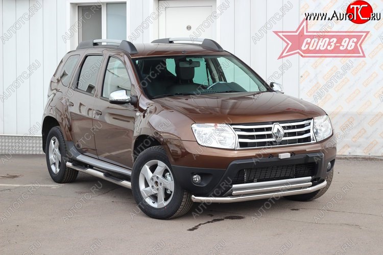15 704 р. Защита переднего бампера двойная Souz-96 (d60/42)  Renault Duster  HS (2010-2015) дорестайлинг  с доставкой в г. Кемерово