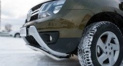 11 349 р. Защита переднего бампера (Ø42 мм волна, нержавейка) SLITKOFF  Renault Duster  HS (2015-2021) рестайлинг  с доставкой в г. Кемерово. Увеличить фотографию 3