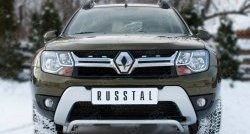 Защита переднего бампера (Ø42 мм волна, нержавейка) SLITKOFF Renault Duster  HS (2015-2021) рестайлинг