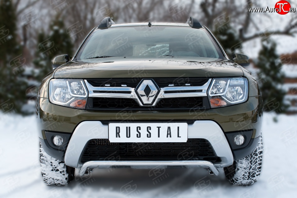 11 349 р. Защита переднего бампера (Ø42 мм волна, нержавейка) SLITKOFF  Renault Duster  HS (2015-2021) рестайлинг  с доставкой в г. Кемерово