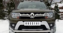 13 799 р. Защита переднего бампера (Ø75х42 мм, нержавейка) SLITKOFF  Renault Duster  HS (2015-2021) рестайлинг  с доставкой в г. Кемерово. Увеличить фотографию 1