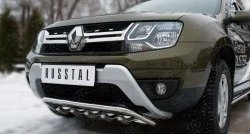 18 649 р. Защита переднего бампера (Ø42 мм с зубами, нержавейка) SLITKOFF  Renault Duster  HS (2010-2021) дорестайлинг, рестайлинг  с доставкой в г. Кемерово. Увеличить фотографию 2