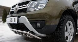 18 649 р. Защита переднего бампера (Ø42 мм с зубами, нержавейка) SLITKOFF  Renault Duster  HS (2010-2021) дорестайлинг, рестайлинг  с доставкой в г. Кемерово. Увеличить фотографию 3