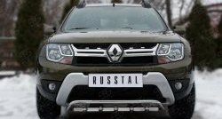 Защита переднего бампера (Ø42 мм с зубами, нержавейка) SLITKOFF Renault Duster  HS (2010-2021) дорестайлинг, рестайлинг