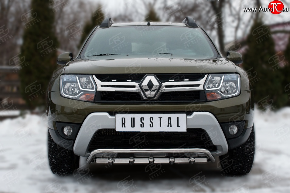 18 649 р. Защита переднего бампера (Ø42 мм с зубами, нержавейка) SLITKOFF  Renault Duster  HS (2010-2021) дорестайлинг, рестайлинг  с доставкой в г. Кемерово