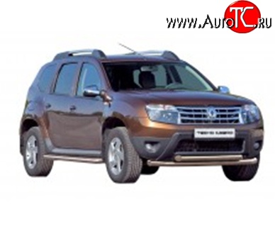 51 999 р. Защита порогов d63.5 мм Металл Дизайн  Renault Duster  HS (2010-2021) дорестайлинг, рестайлинг (Сталь с покрытием в цвет черный матовый)  с доставкой в г. Кемерово